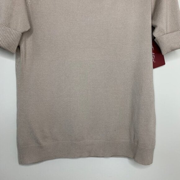 Tradition Women's Cowl Neck Sweater Top 3/4 Length Sleeve Stretch Taupe y2k - Picture 9 of 16